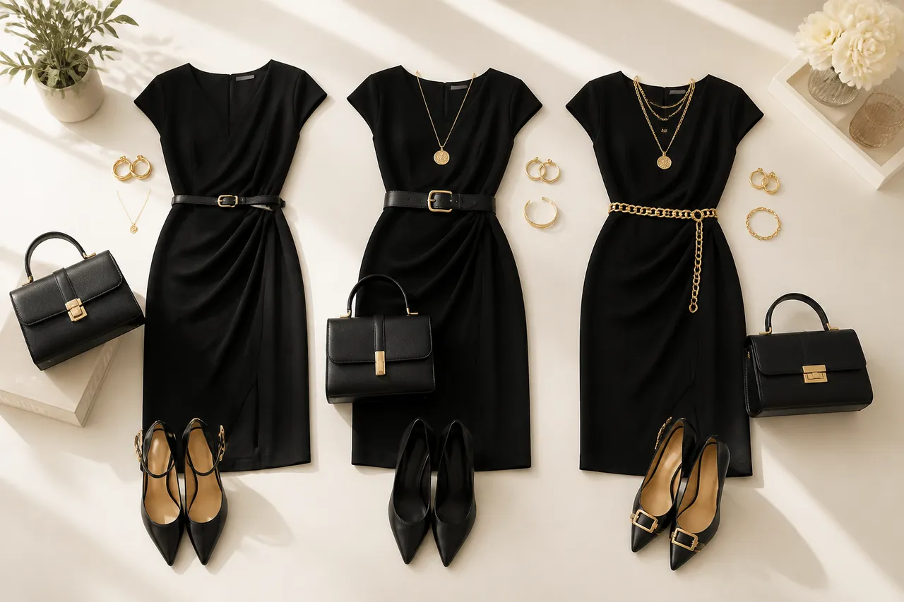 accesorii pentru rochie neagră minimalistă