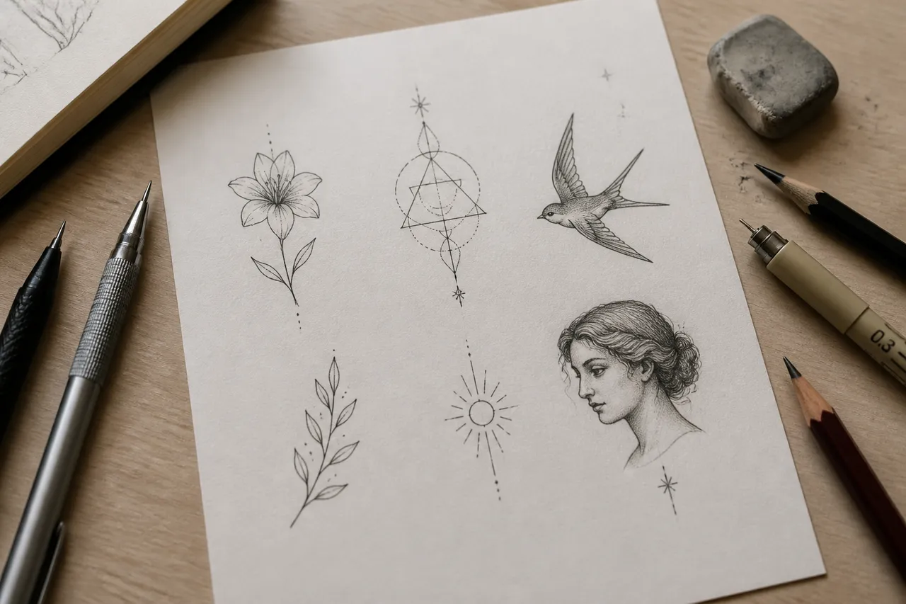 idei de tatuaje mici feminine și modele minimaliste